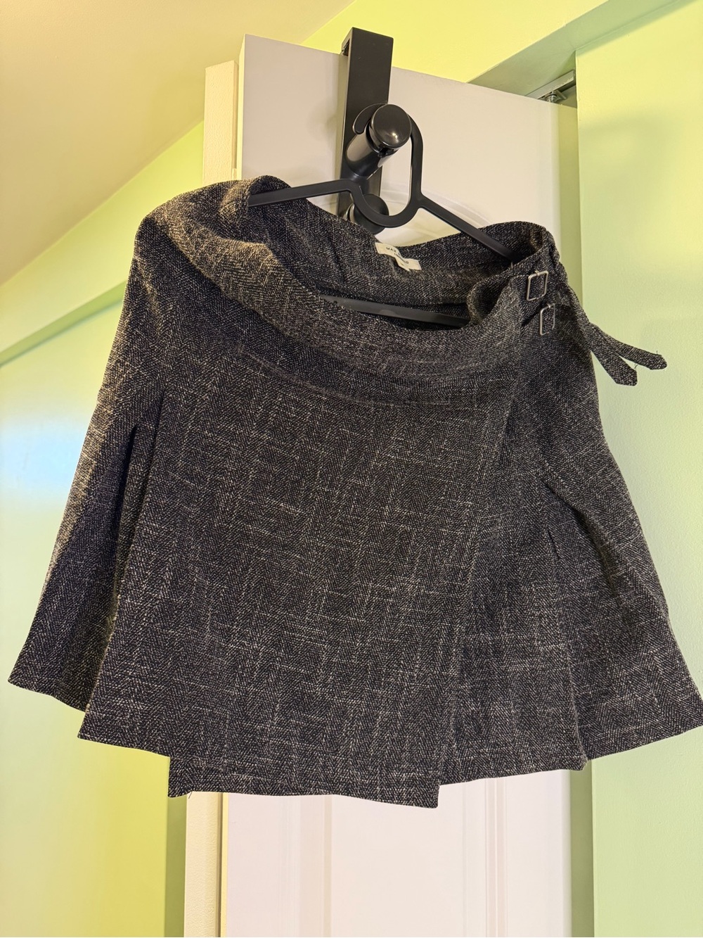Max Studio Charcoal Pleated Wrap-Style Buckle Skirt Size M